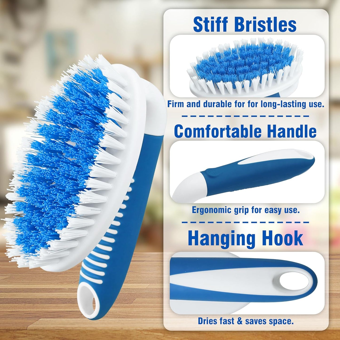 2-Pack Small Scrub Brushes for Bathroom, Kitchen, & Tile Cleaning.
