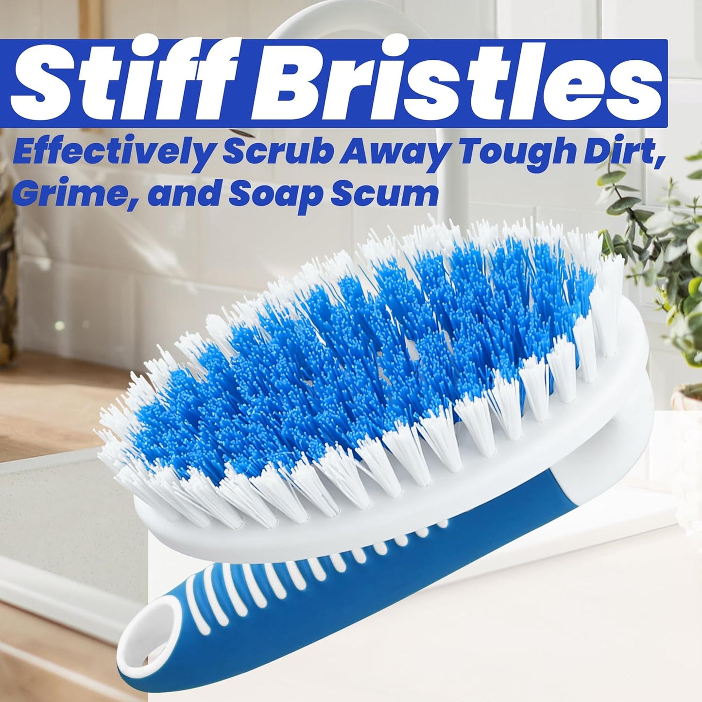 2-Pack Small Scrub Brushes for Bathroom, Kitchen, & Tile Cleaning.