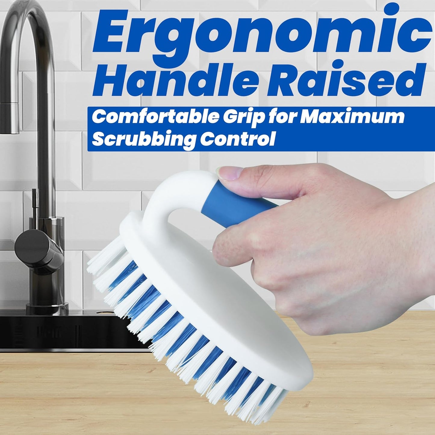 2-Pack Small Scrub Brushes for Bathroom, Kitchen, & Tile Cleaning.
