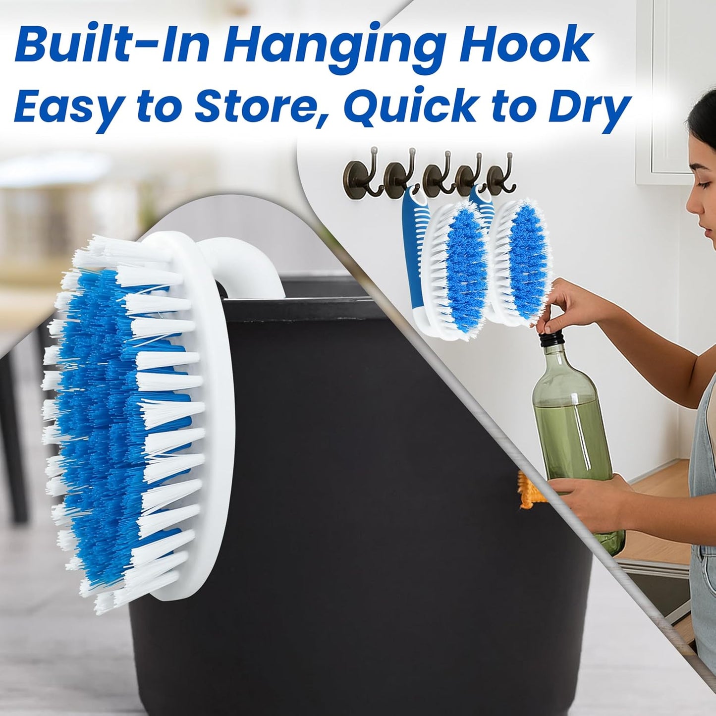 2-Pack Small Scrub Brushes for Bathroom, Kitchen, & Tile Cleaning.