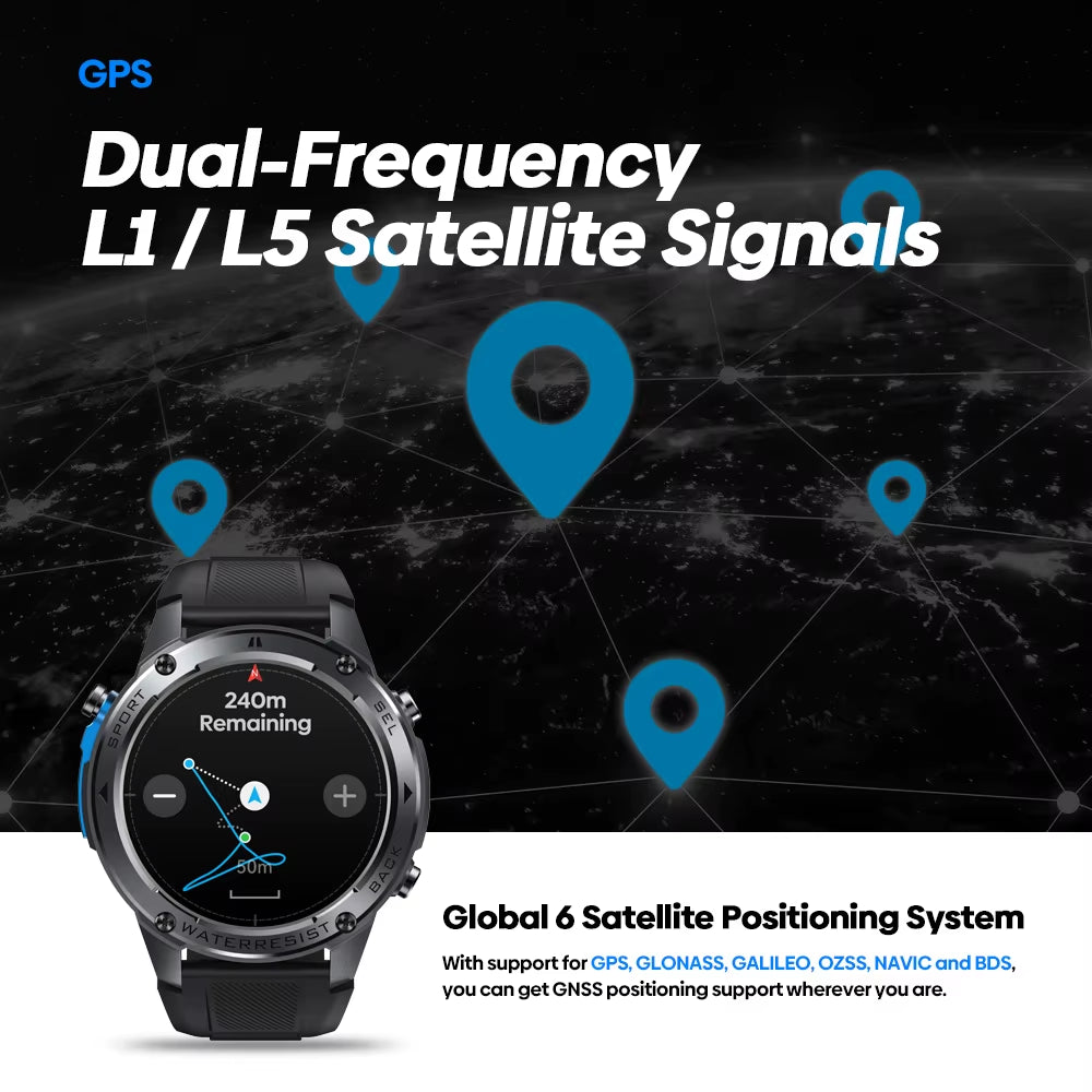 Stratos 2 Ultra Smartwatch: GPS, 10 ATM, Dual-Band GNSS, Voice Calling.