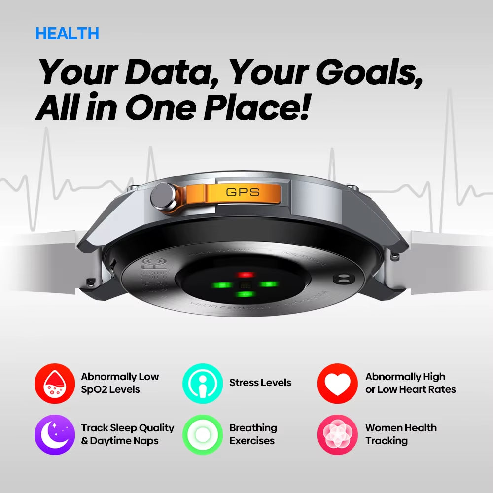 Stratos 2 Ultra Smartwatch: GPS, 10 ATM, Dual-Band GNSS, Voice Calling.