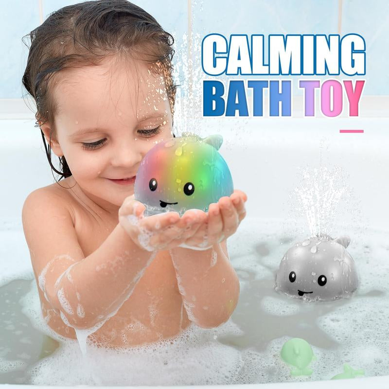 360° Rotating Smart Sensor Whale Bath Toy with Colorful Lights.