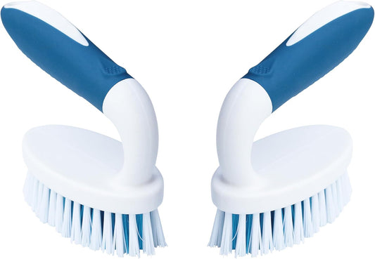 2-Pack Small Scrub Brushes for Bathroom, Kitchen, & Tile Cleaning.