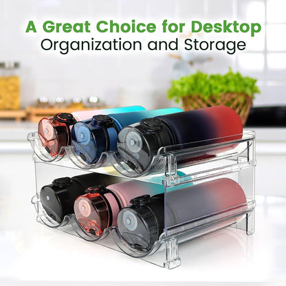 2-Pack Stackable Water Bottle Storage Organizer for Cabinet.