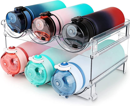 2-Pack Stackable Water Bottle Storage Organizer for Cabinet.