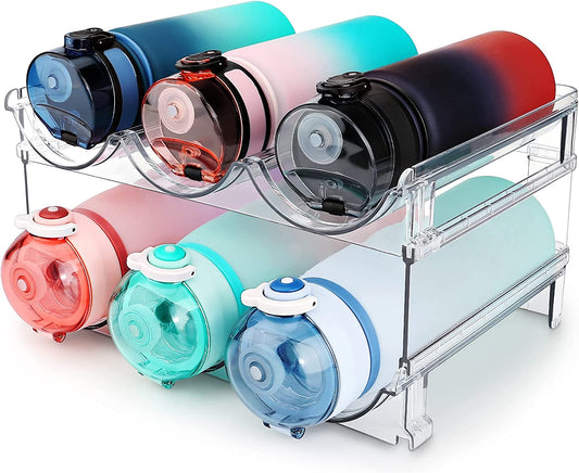 2-Pack Stackable Water Bottle Storage Organizer for Cabinet.