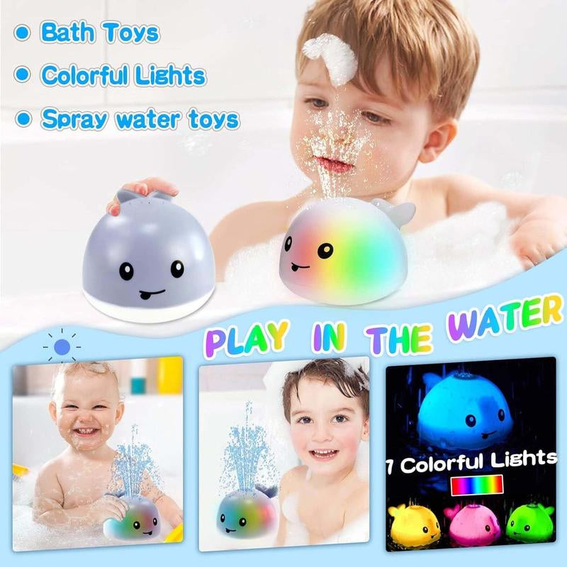 360° Rotating Smart Sensor Whale Bath Toy with Colorful Lights.