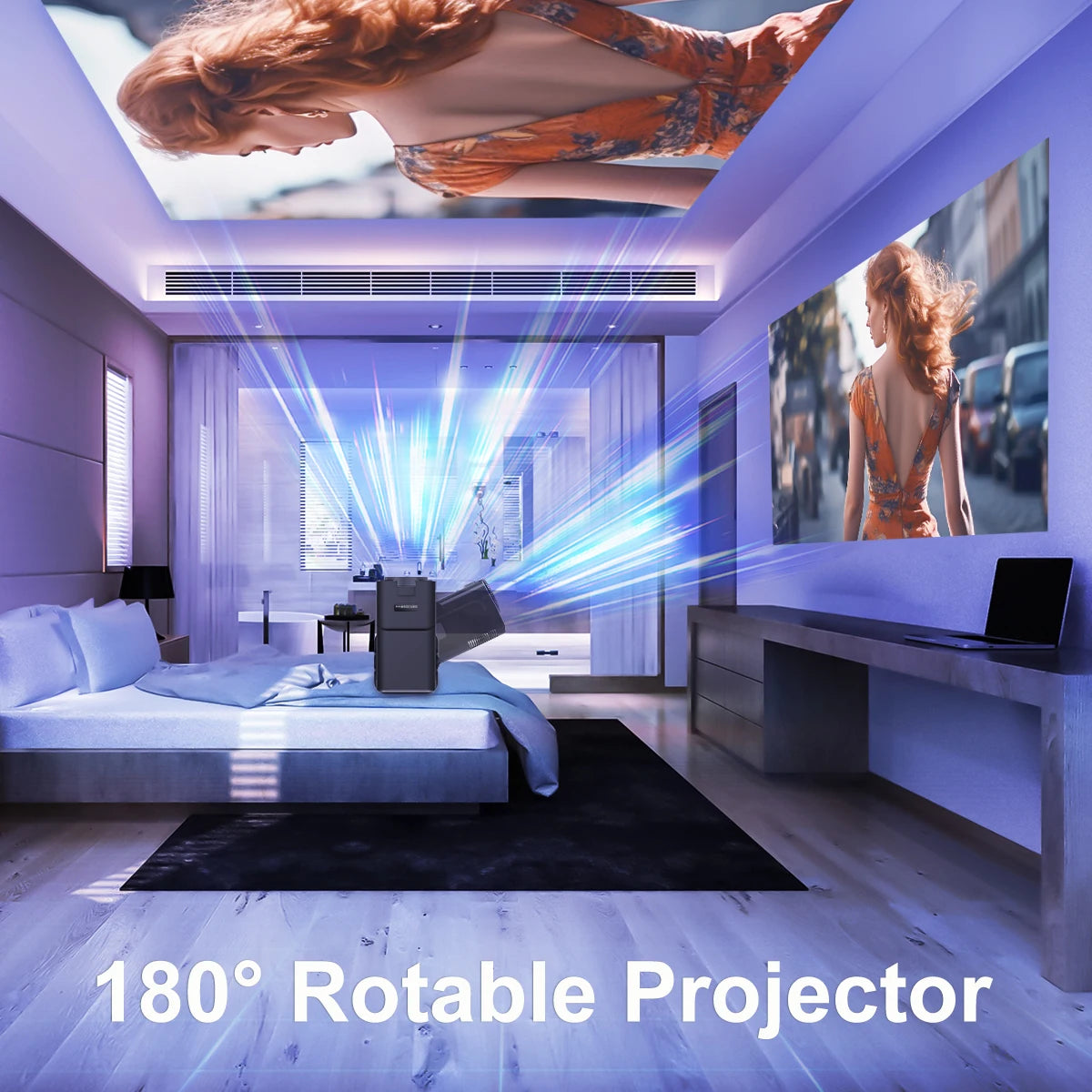 4K Android 11 Projector (Native 1080P, 390ANSI, Dual WiFi 6).