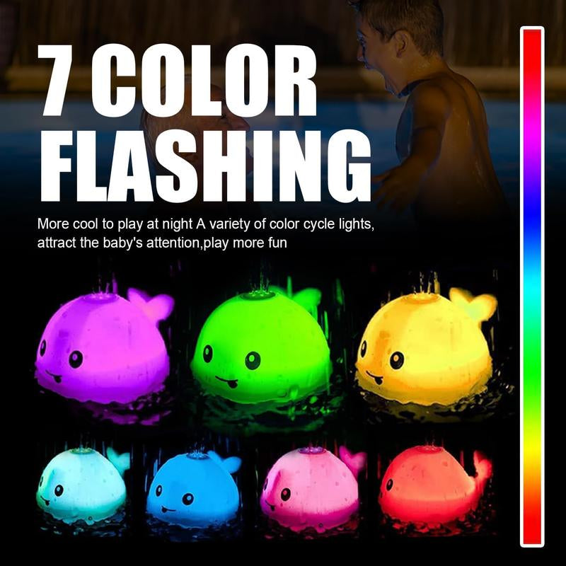 360° Rotating Smart Sensor Whale Bath Toy with Colorful Lights.