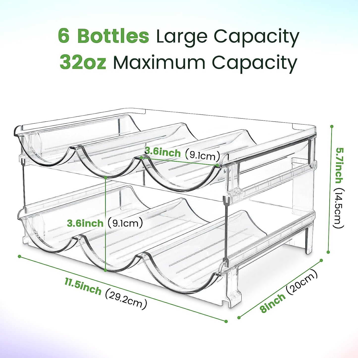 2-Pack Stackable Water Bottle Storage Organizer for Cabinet.