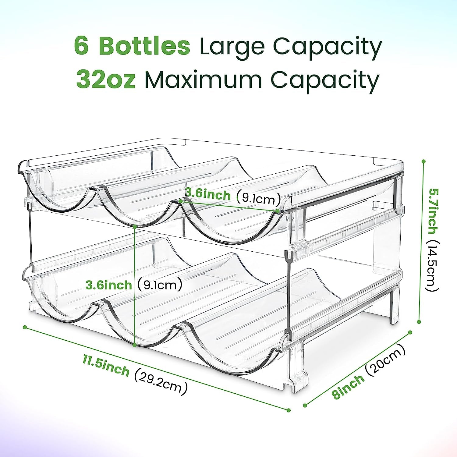 2-Pack Stackable Water Bottle Storage Organizer for Cabinet.