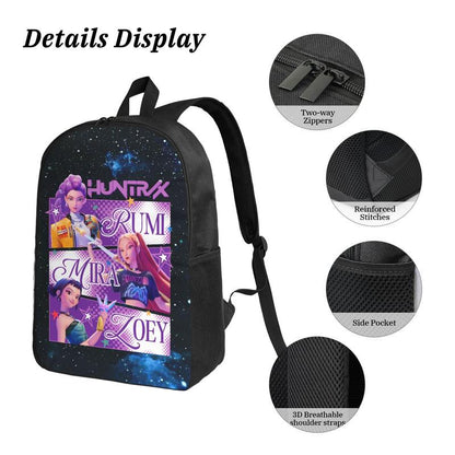 3-Piece K-POP "Demon Hunters" Backpack Set (Laptop Bag, Lunch Bag, Pencil Case).