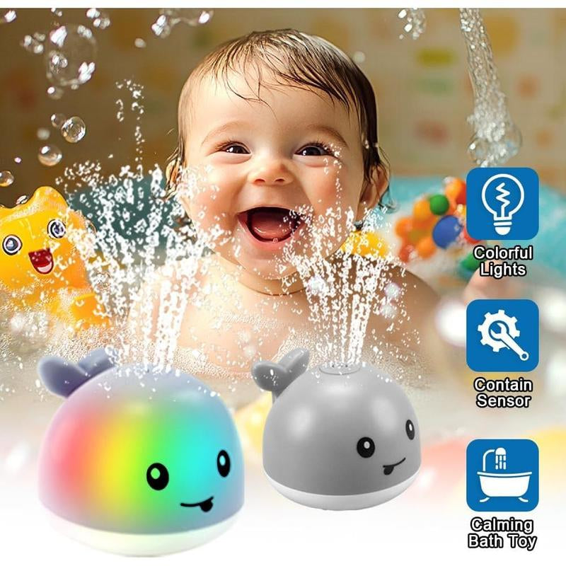 360° Rotating Smart Sensor Whale Bath Toy with Colorful Lights.