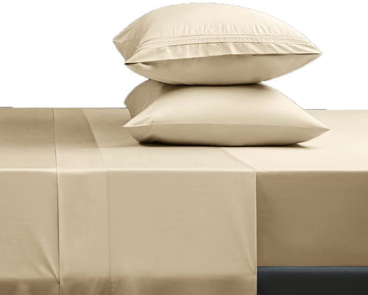 Luxury Egyptian Cotton Bed Sheet Set - 1800 Thread Count Super Soft Microfiber, 4-Piece, Fits 18-24 Inch Deep Pocket Mattress, California King (Beige)
