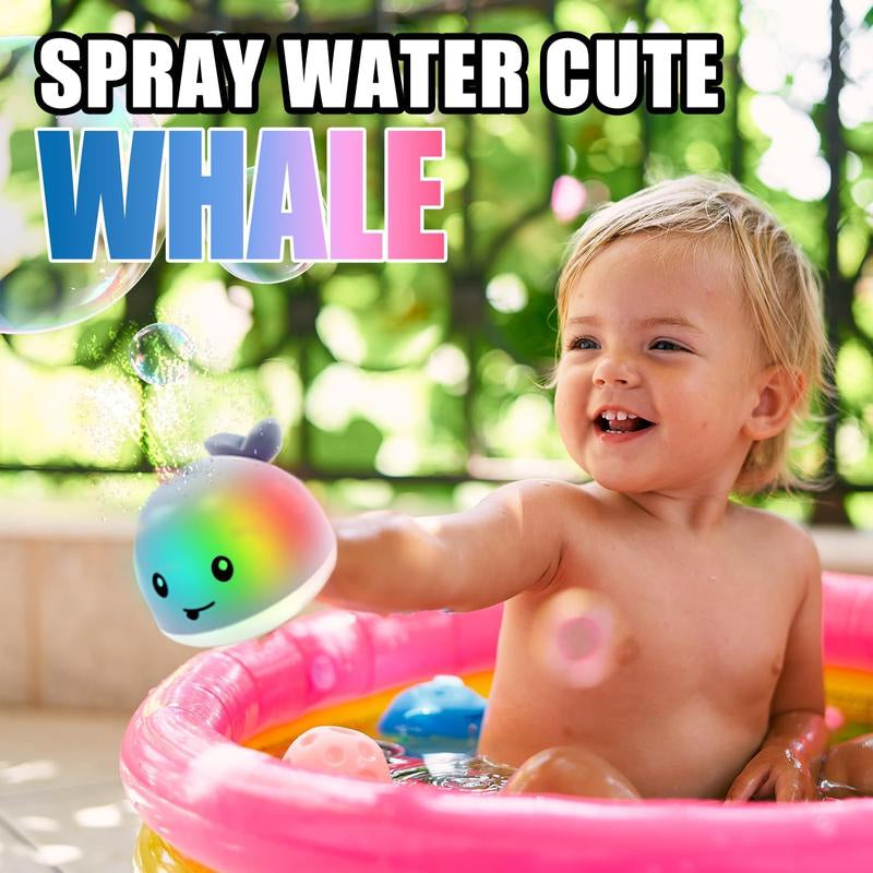 360° Rotating Smart Sensor Whale Bath Toy with Colorful Lights.